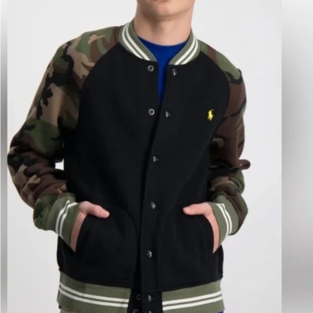Polo Ralph Lauren Black/Camo Bomber Jacket - LIKE NEW size 14-16